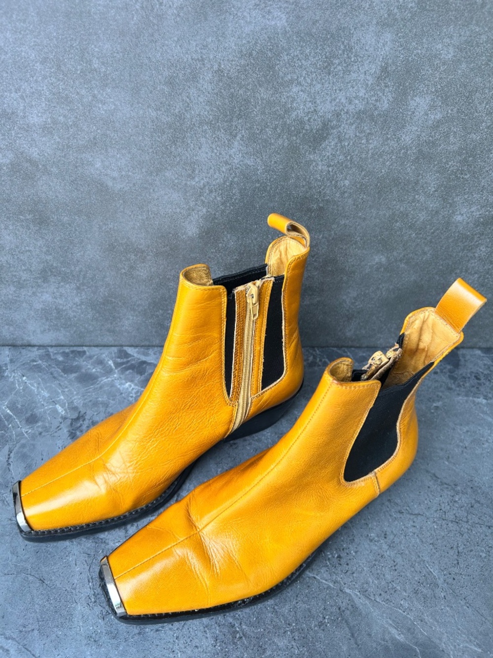 JEFFERY CAMPBELL Yellow Western Ankle Boot Leather Size 8 - Picture 2 of 6